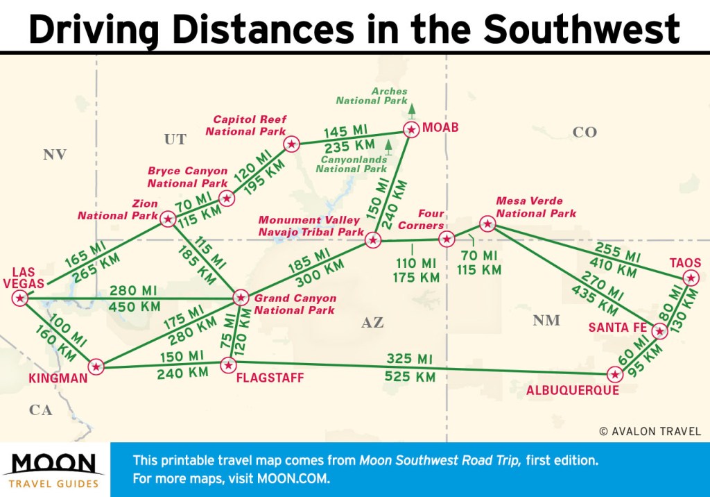 southwest road trip map